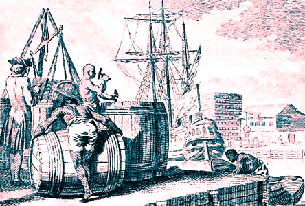 Loading Barrels in Port